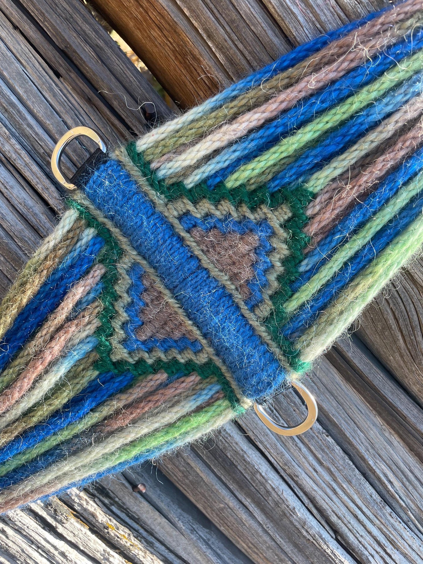 28” Mohair Roper Cinch-Tie-dye blues and greens.